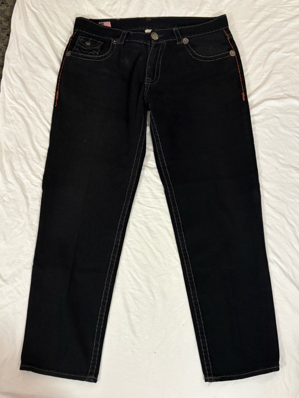 Vintage Y2K TRUE RELIGION Ricky Black Denim Jeans Men’s Size 40 USA Made Red
